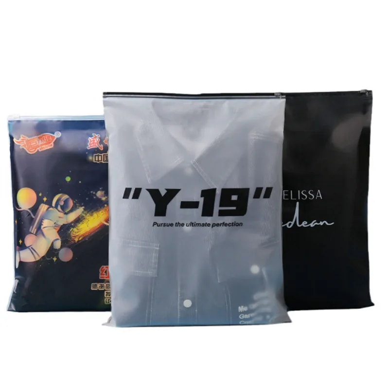 LT Biodegradable Printed Packaging Tshirt Clothes Bag Plastic Packaging Slider Ziplock Custom Frosted Pe Zipper Bag for Clothing