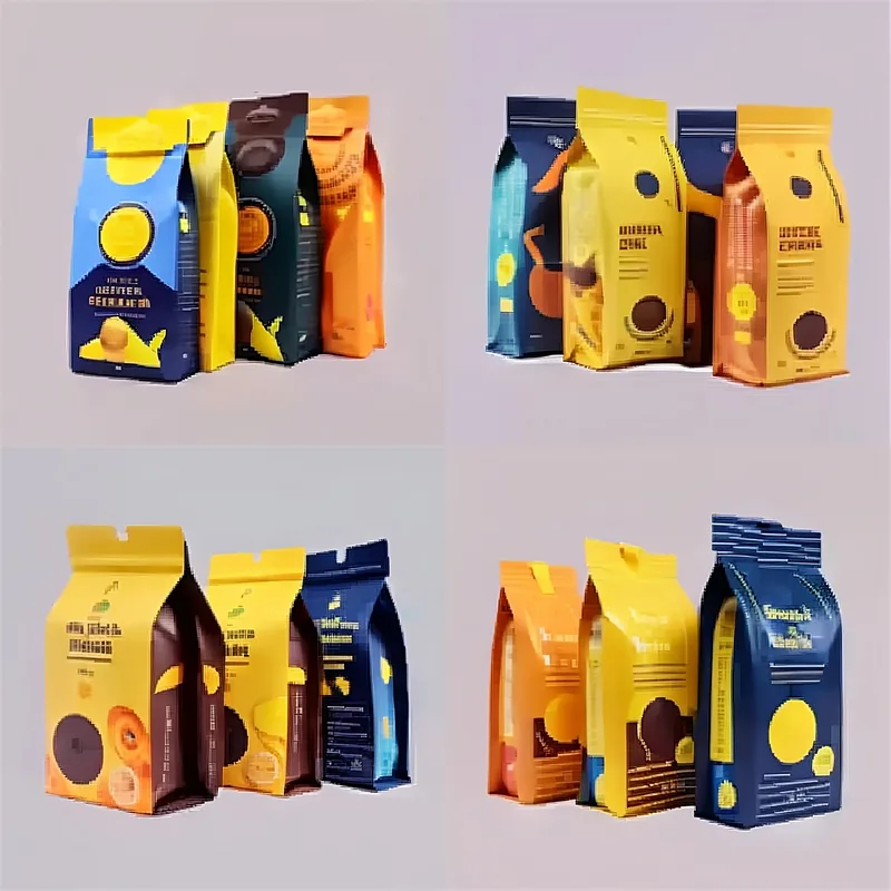 Matte Black Flat Bottom Pouch for Coffee, Flour and Cassava