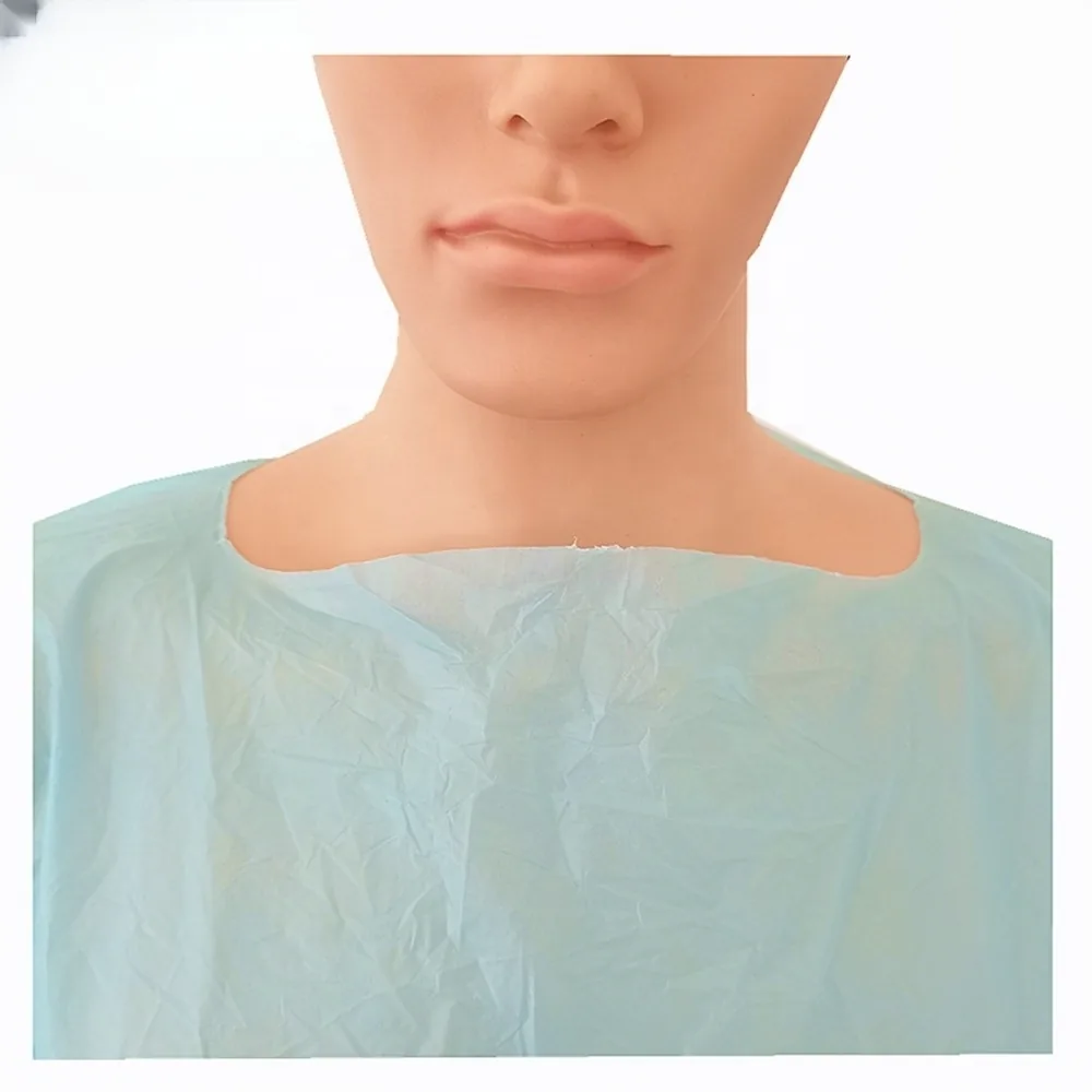 Medical Disposable Plastic PE CPE Long Sleeve Thumb Hole Isolation Gown Apron Waterproof Robe