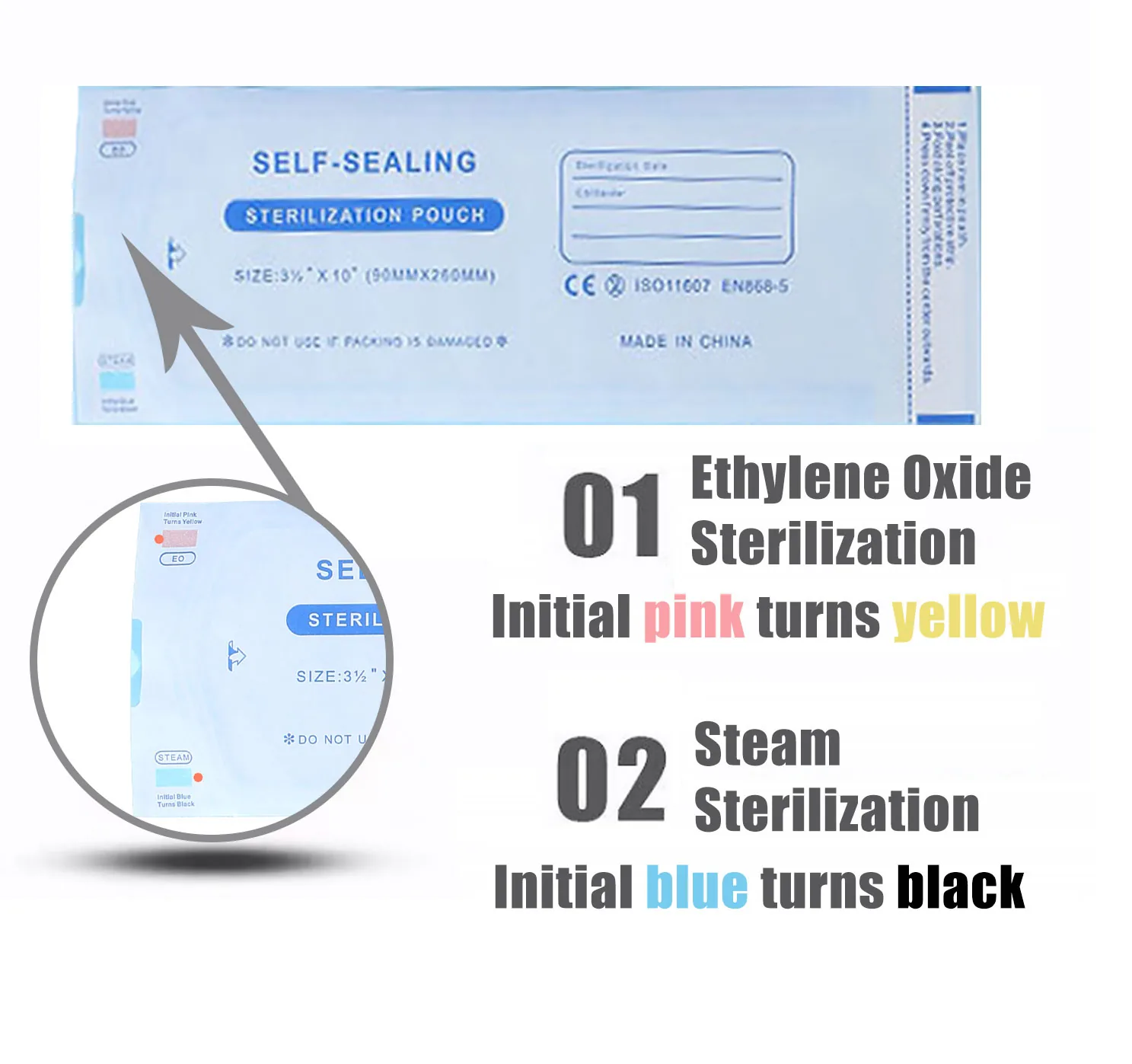 Medical Grade Disposable Self-Sealing Sterilization Bag Plastic Instruments Dental Pouches for Self-sterilization