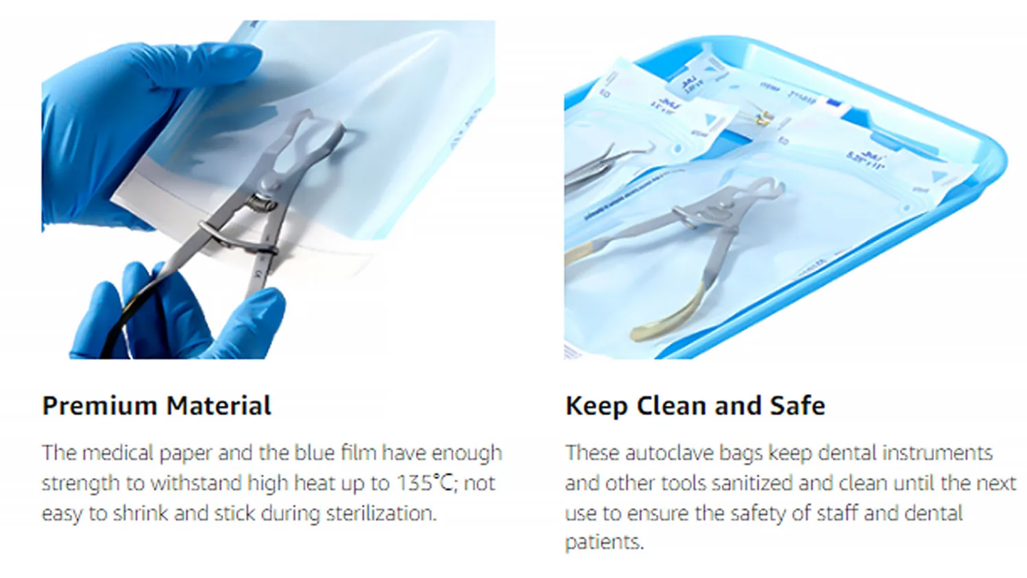 Medical Grade Disposable Self-Sealing Sterilization Bag Plastic Instruments Dental Pouches for Self-sterilization