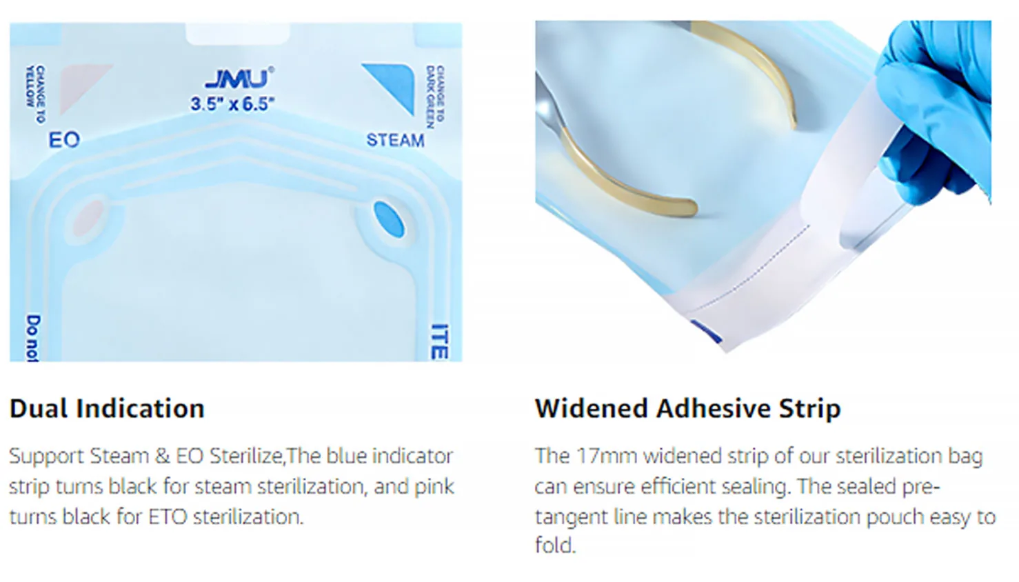 Medical Grade Disposable Self-Sealing Sterilization Bag Plastic Instruments Dental Pouches for Self-sterilization