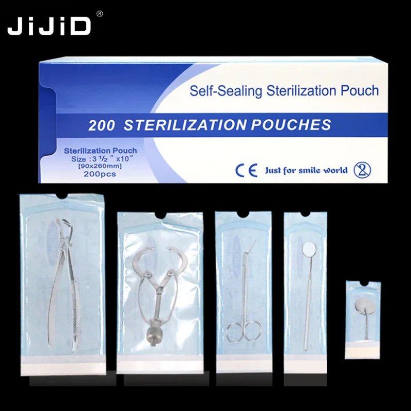 Medical Grade Disposable Self-Sealing Sterilization Bag Plastic Instruments Dental Pouches for Self-sterilization