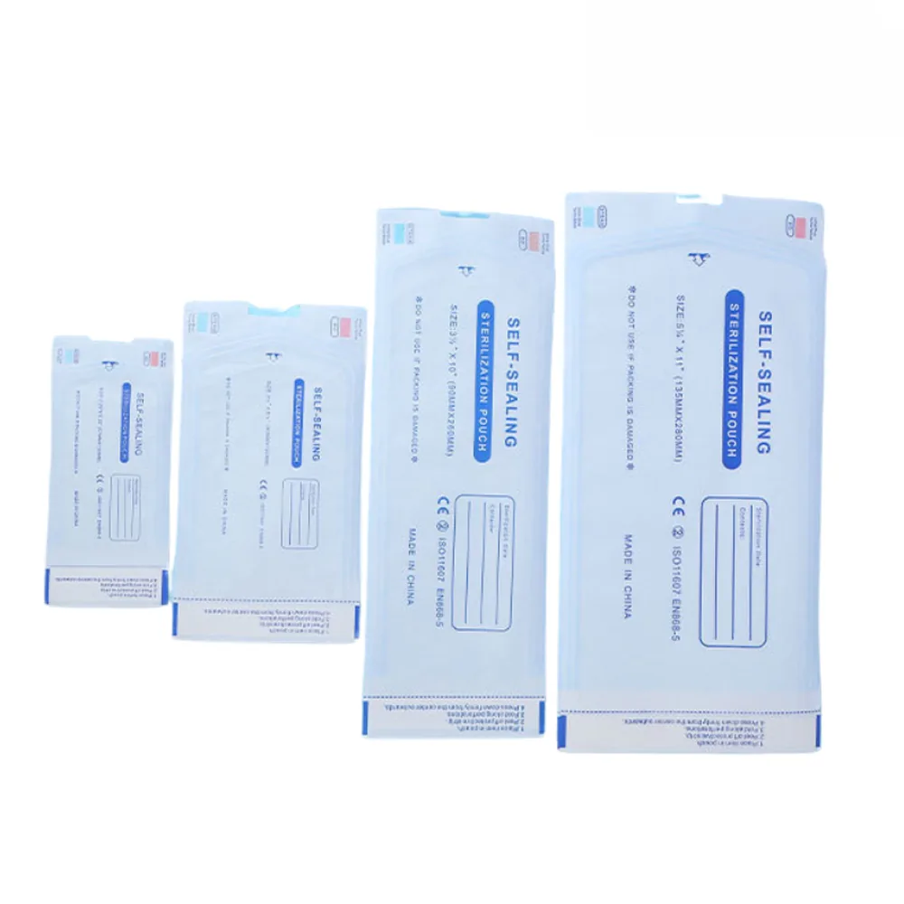 Medical Grade Self Sealing Autoclave Sterilization Pouch Indicator 200Pcs Box Disposable Disinfection Bags Dental Lab