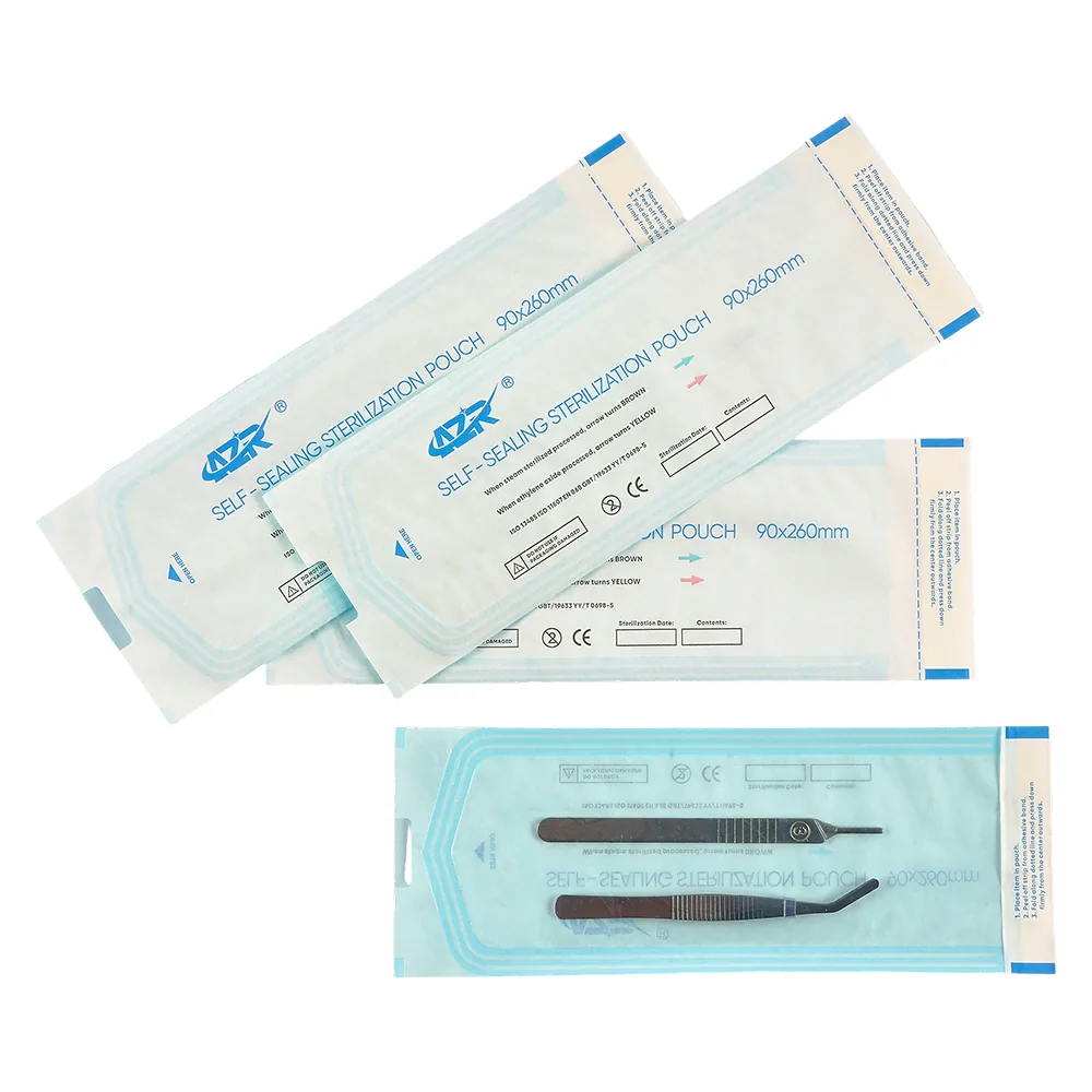 Medical Grade Self Sealing Autoclave Sterilization Pouch Indicator 200Pcs Box Disposable Disinfection Bags Dental Lab