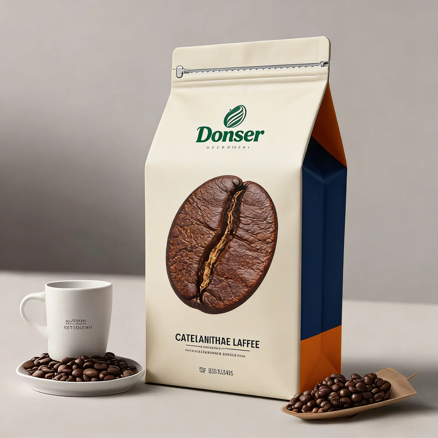 Metallised Flat Bottom Side-Gusset Coffee Pouch with Valve