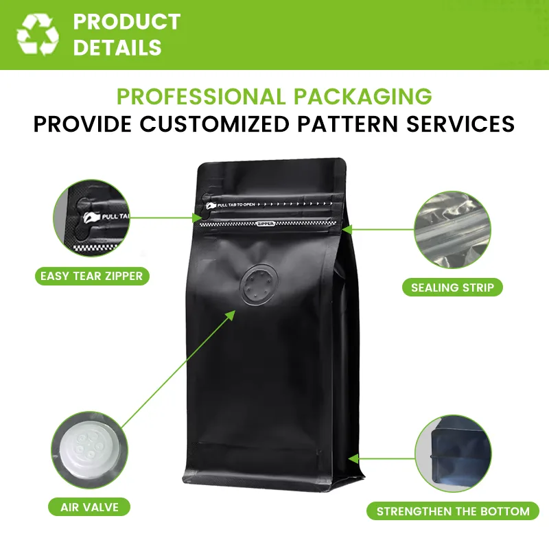 Metallised Flat Bottom Side-Gusset Coffee Pouch with Valve