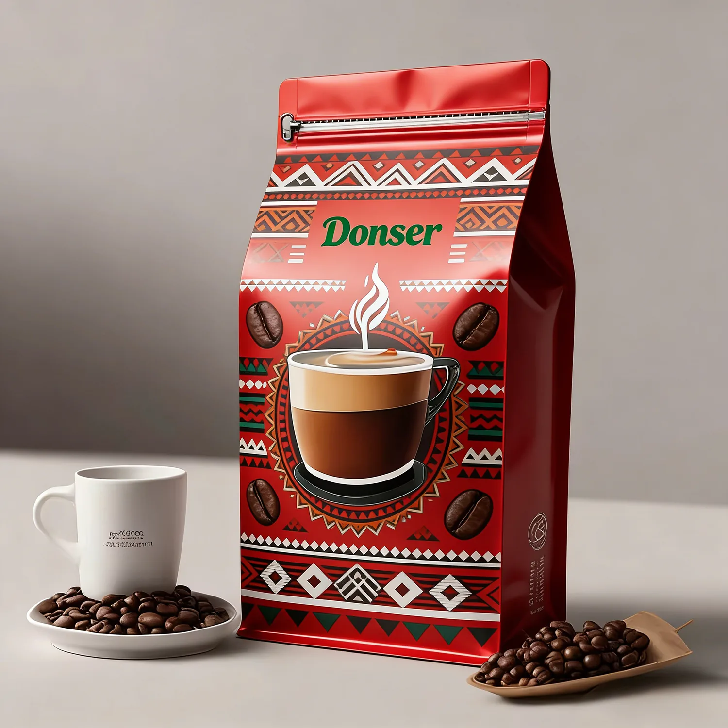 Metallised Flat Bottom Side-Gusset Coffee Pouch with Valve
