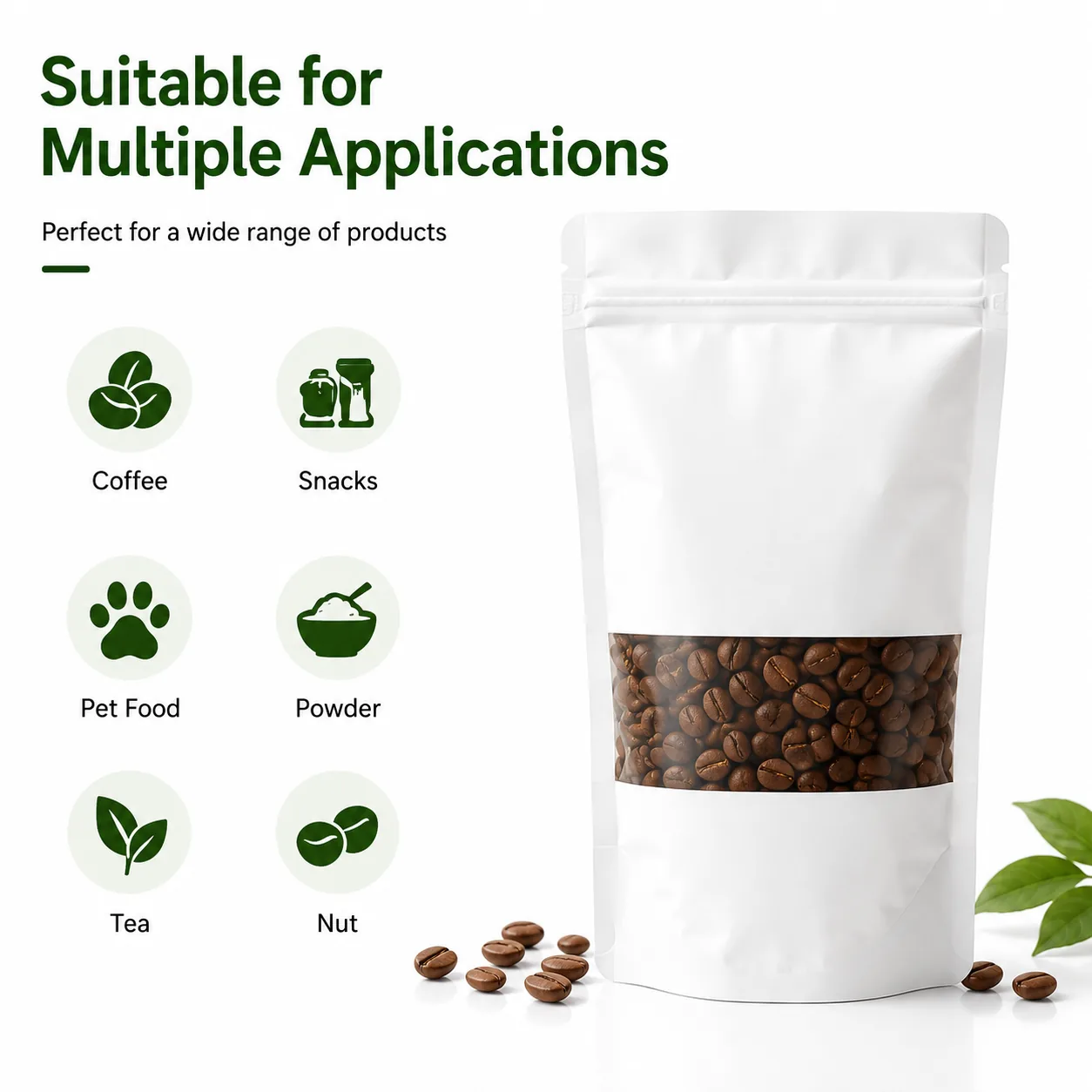 Mono-PE Recyclable Stand-Up Zipper Pouch — Coffee, Snacks and Pet Food