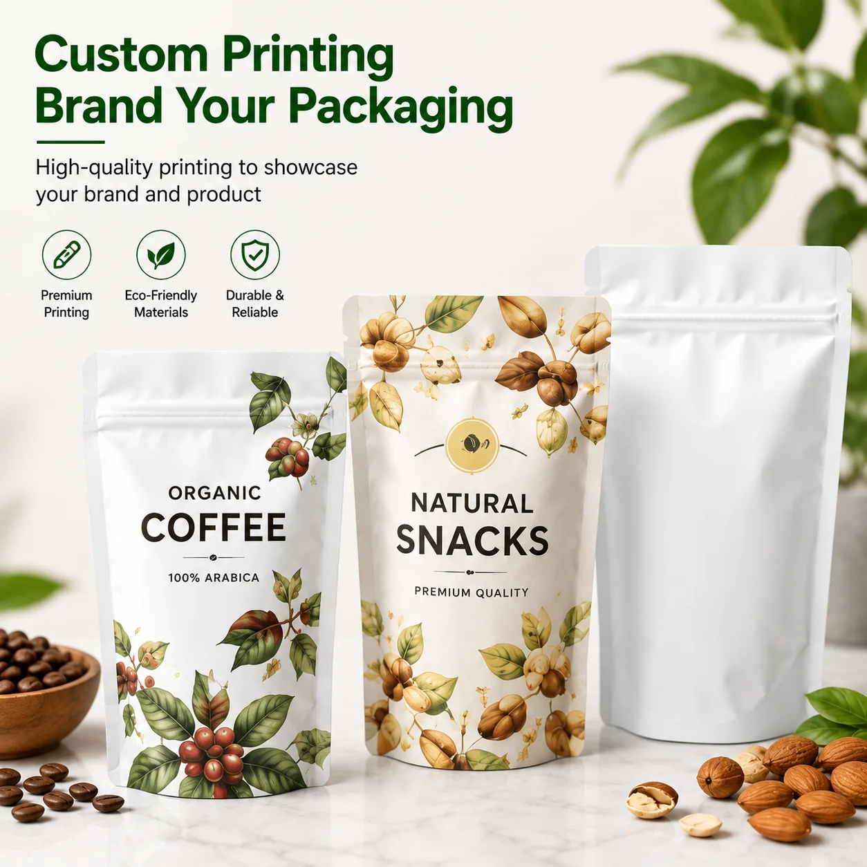 Mono-PE Recyclable Stand-Up Zipper Pouch — Coffee, Snacks and Pet Food