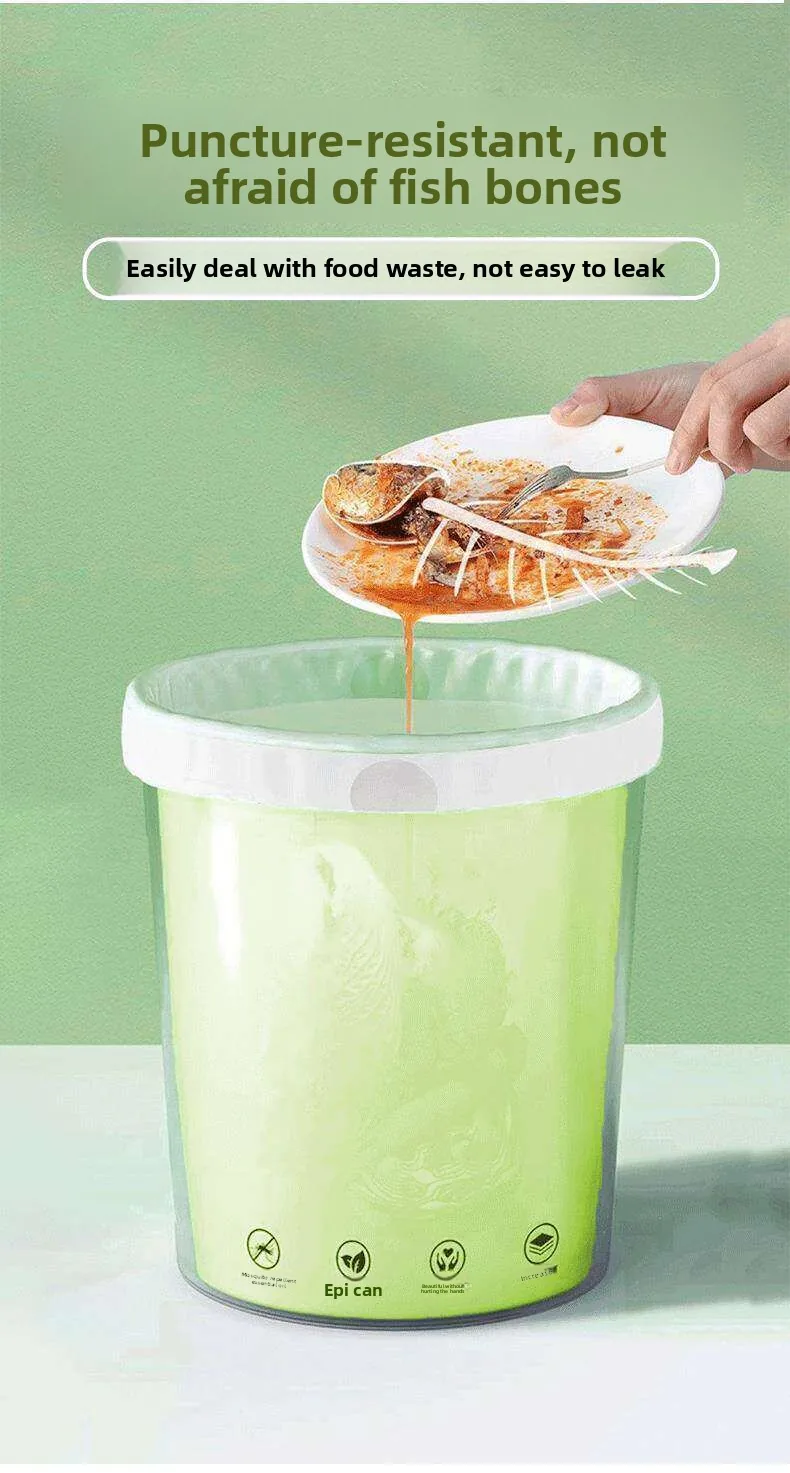 Mugwort-scented Odor-Resistant LDPE Classic Trash Bags Thickened Portable Drawstring Design Durable Large-Roll Tear-Resistant