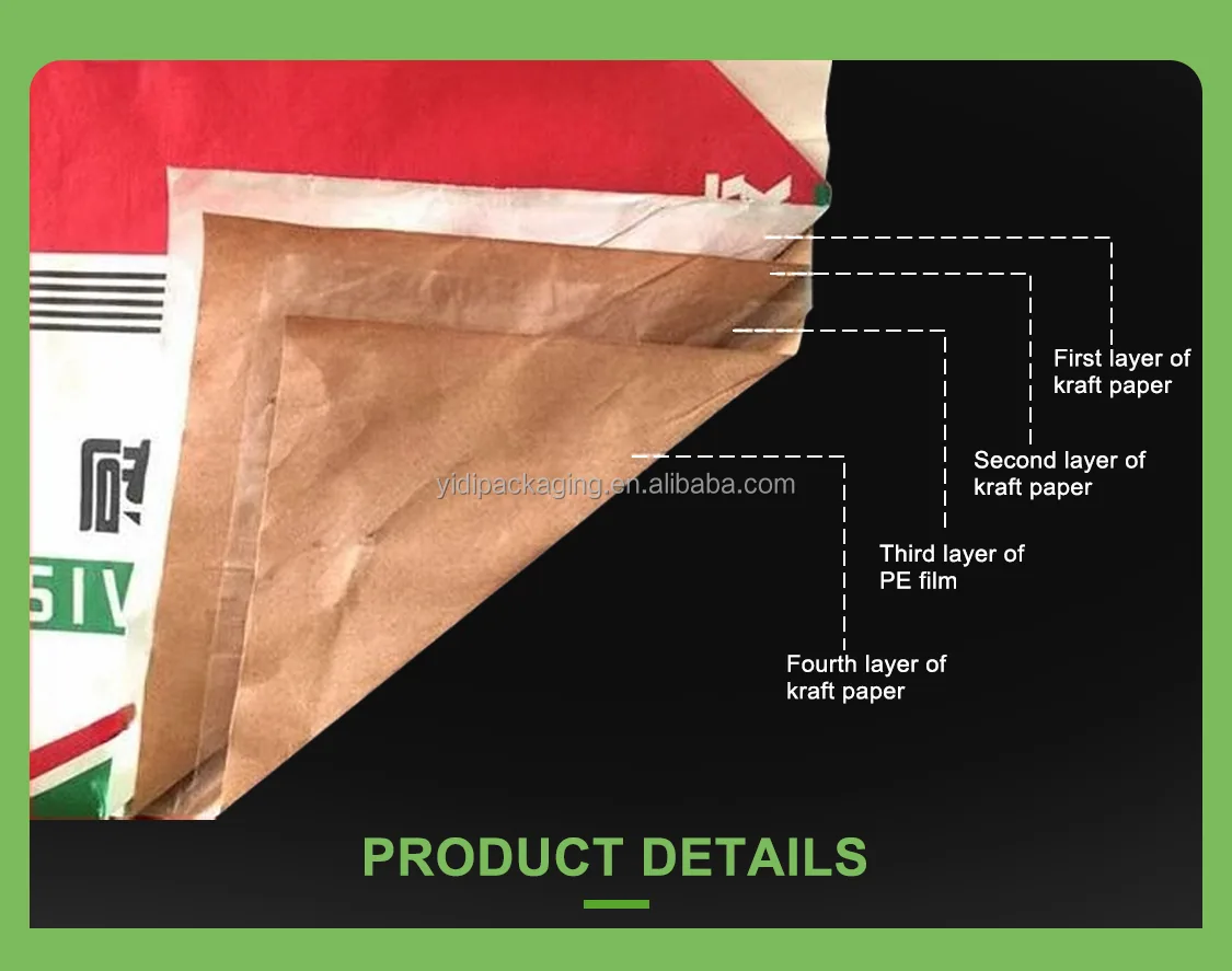 Multi-Layer Square Bottom Kraft Paper Bags Flat Handles Flour Corn Starch 10-20kg Biodegradable Chemical Applications