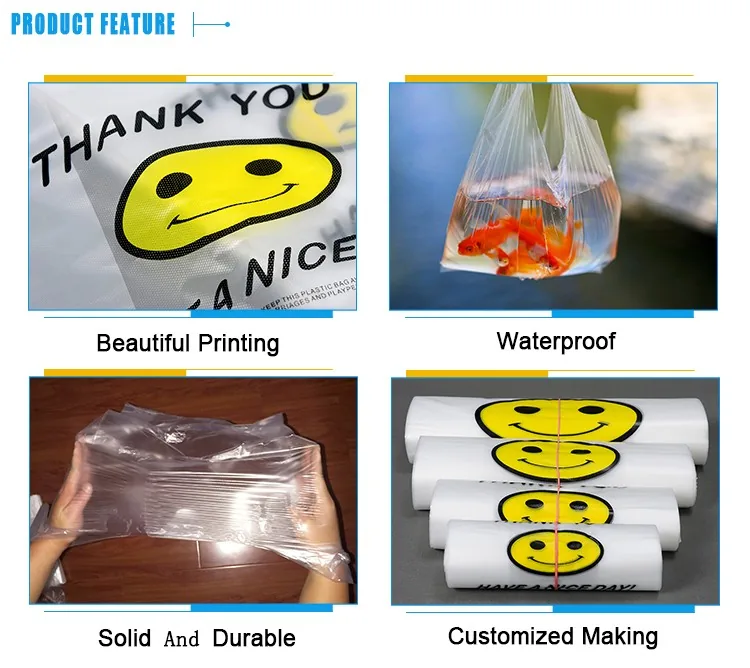 Multi Size Custom Logo Printed Portable Shopping Vest Plastic Sack Poly Carrier Bag HDPE LDPE T Shirt Bag