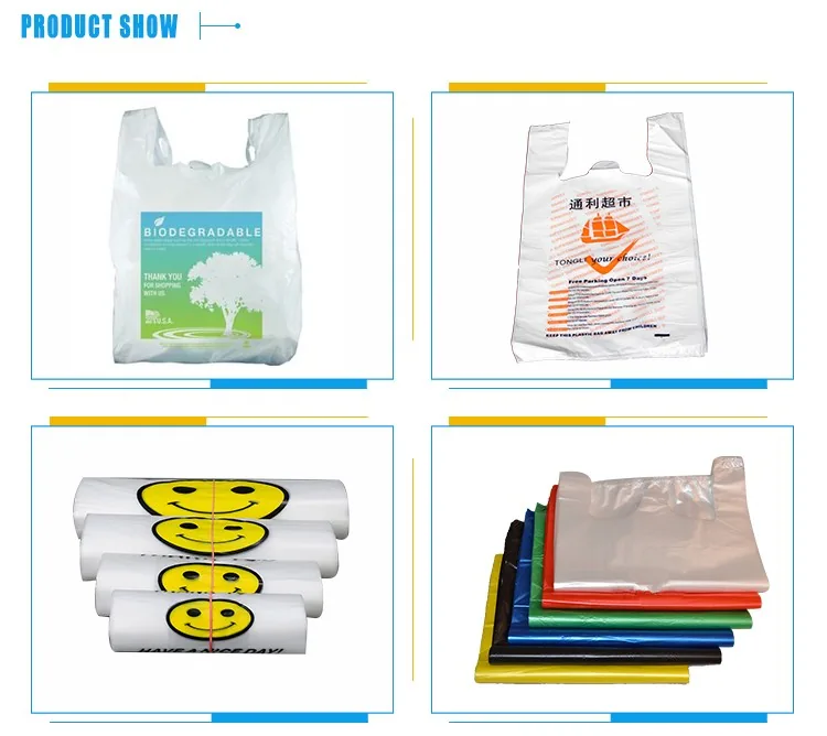 Multi Size Custom Logo Printed Portable Shopping Vest Plastic Sack Poly Carrier Bag HDPE LDPE T Shirt Bag