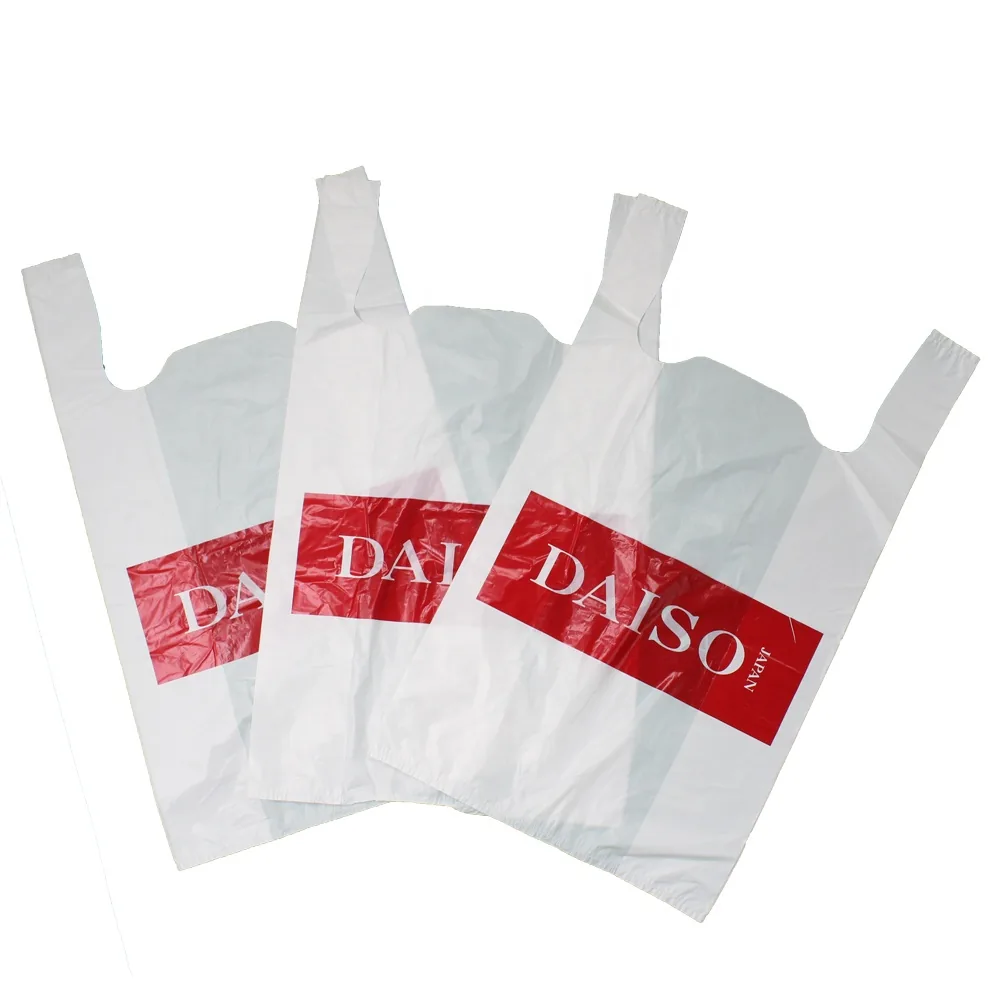 Multi Size Custom Logo Printed Portable Shopping Vest Plastic Sack Poly Carrier Bag HDPE LDPE T Shirt Bag