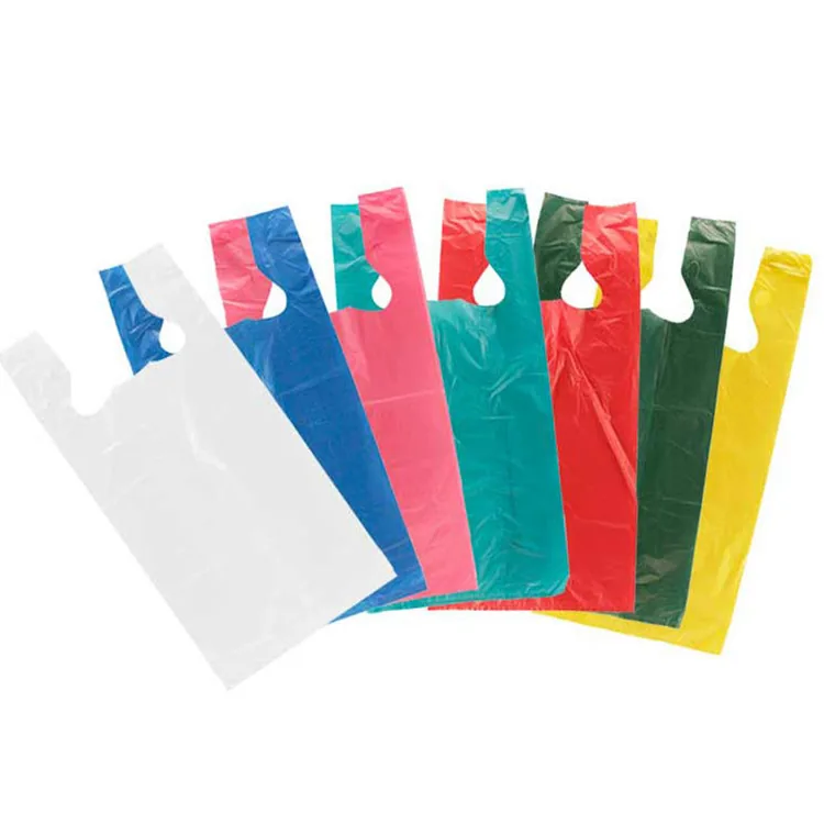 Multi Size Custom Logo Printed Portable Shopping Vest Plastic Sack Poly Carrier Bag HDPE LDPE T Shirt Bag