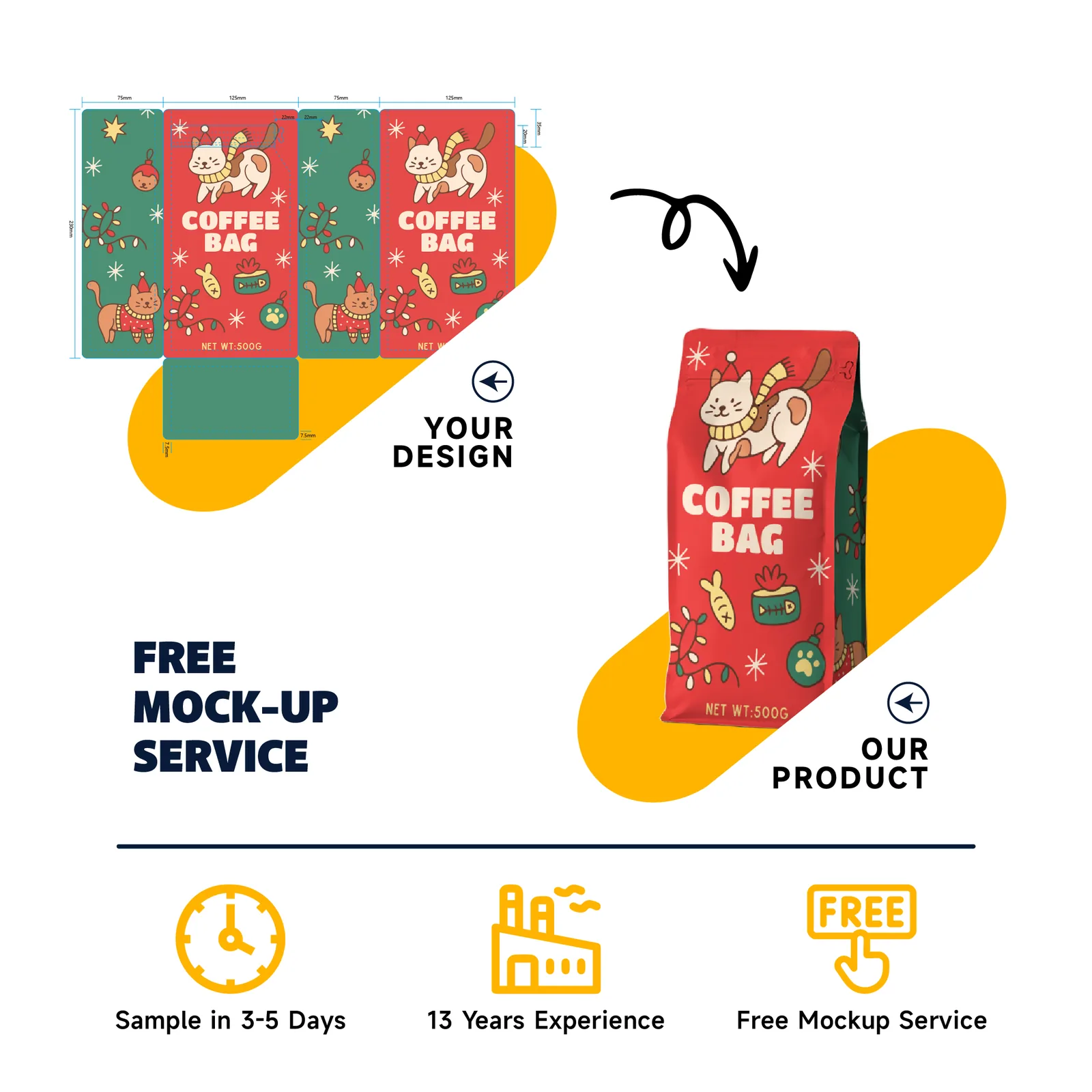 Mylar Foil Stand-Up Zipper Pouch for Candy, Chocolate and Cocoa