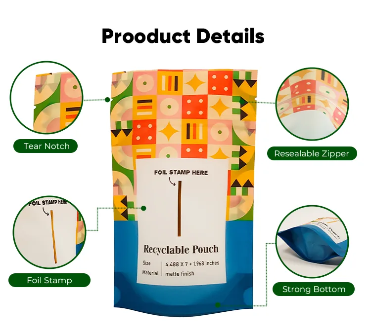 Mylar Foil Stand-Up Zipper Pouch for Candy, Chocolate and Cocoa