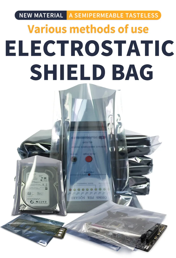 No Anti-Static Shielding Silk Bag Electronics Custom Logo Case Zipper Sealing Handle Carton Packing ESD Bubble Bag