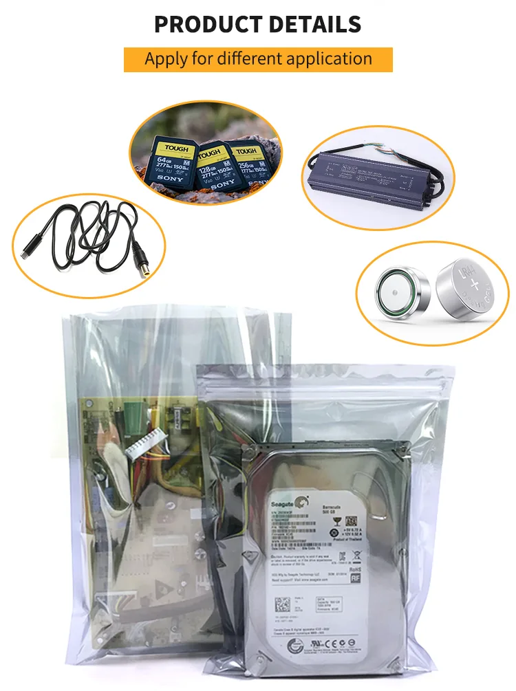 No Anti-Static Shielding Silk Bag Electronics Custom Logo Case Zipper Sealing Handle Carton Packing ESD Bubble Bag