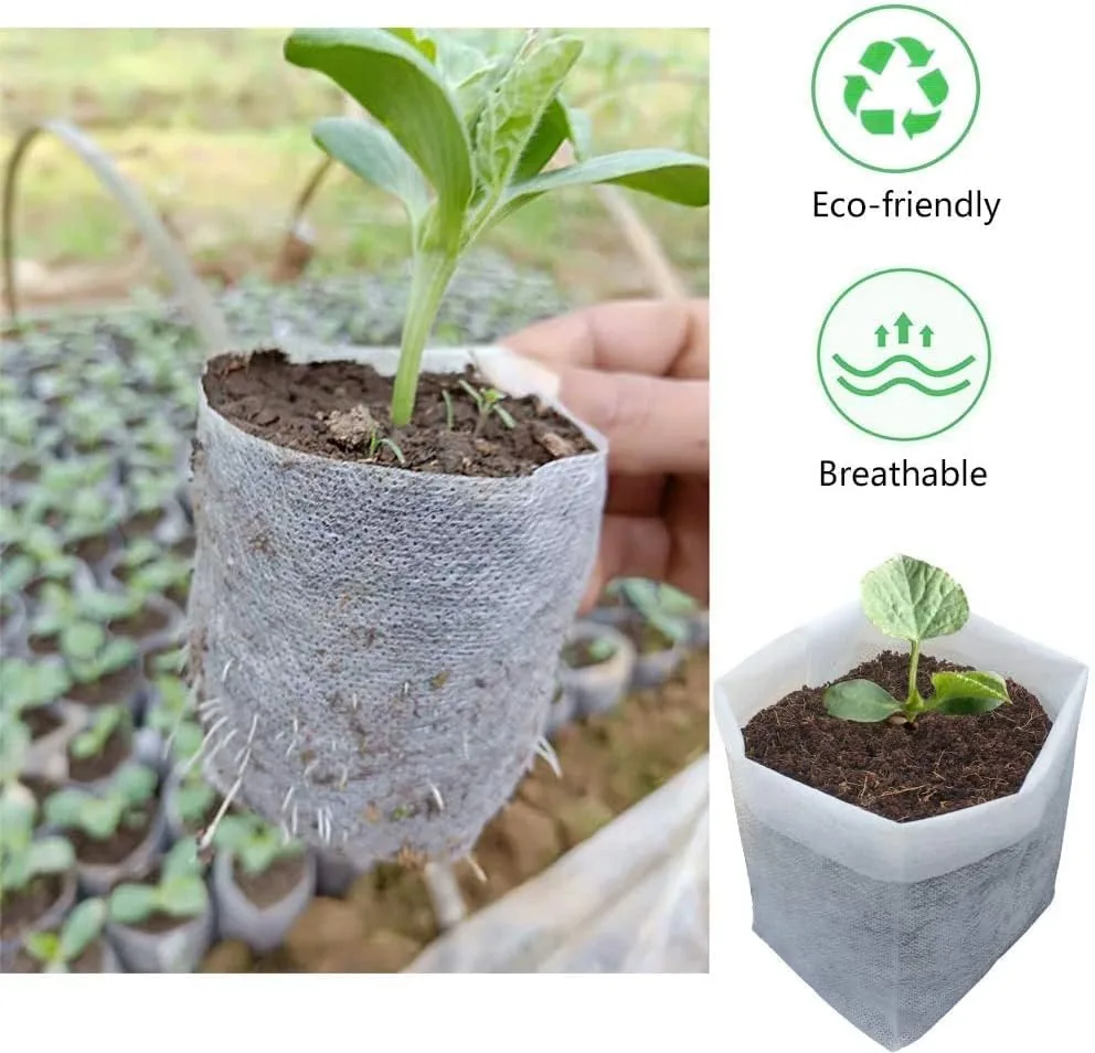Nursery Non-Woven Fabric Seedling Bags Biodegradable Grow Bags for Home Garden Supply Tree Flower Vegetable Seed Starter Bags