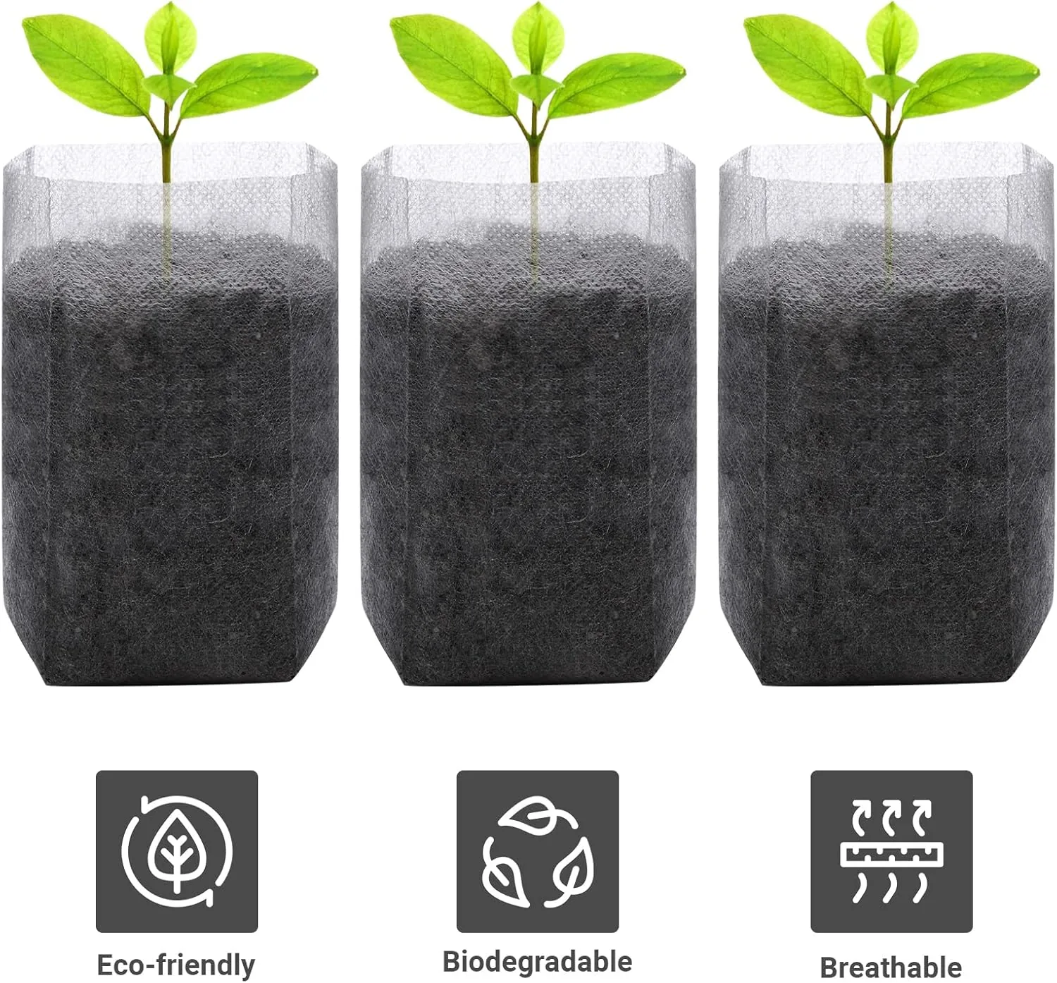 Nursery Non-Woven Fabric Seedling Bags Biodegradable Grow Bags for Home Garden Supply Tree Flower Vegetable Seed Starter Bags