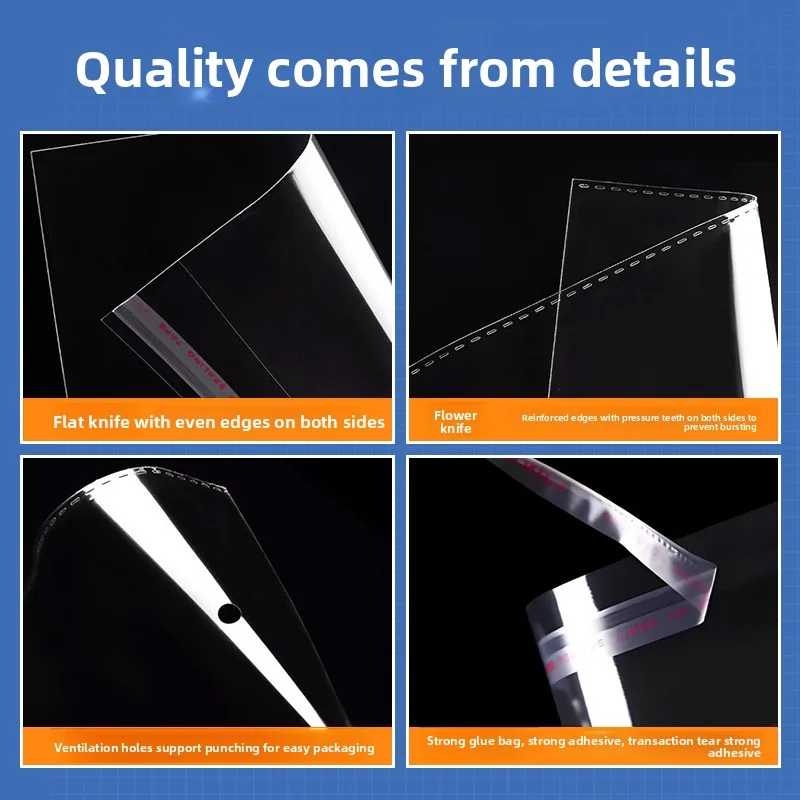 OPP Self-Adhesive Resealable Bags Transparent Plastic High-Clarity Packaging Garment Socks Clothing Jewelry Customizable