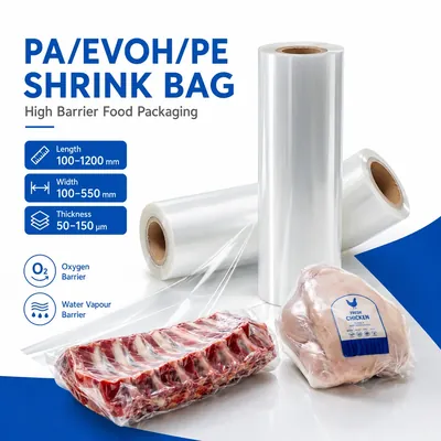 PA/EVOH/PE Multi-Layer Shrink Bag for Beef, Poultry & Cheese