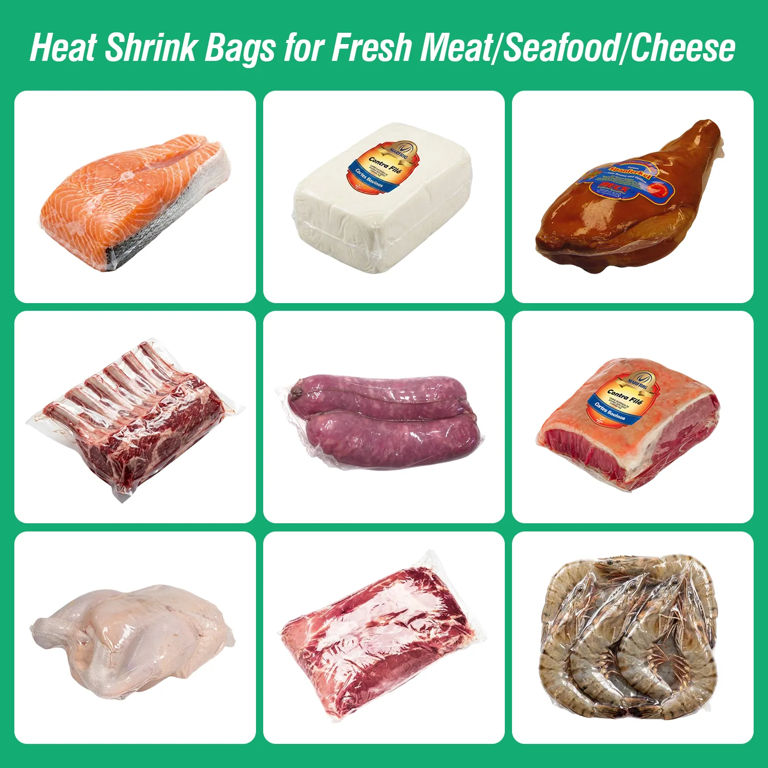 PA/PE Heat Shrink Bag for Chilled & Frozen Meat and Poultry