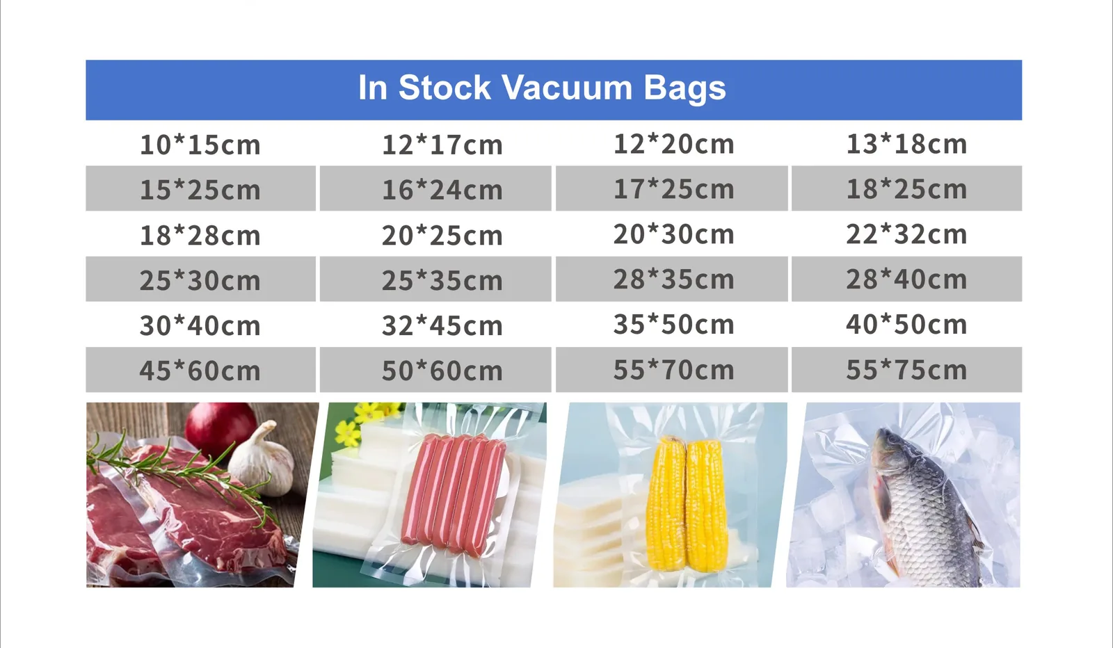 Smooth PA/PE Vacuum Bag for Chamber Sealers — Meat and Cheese