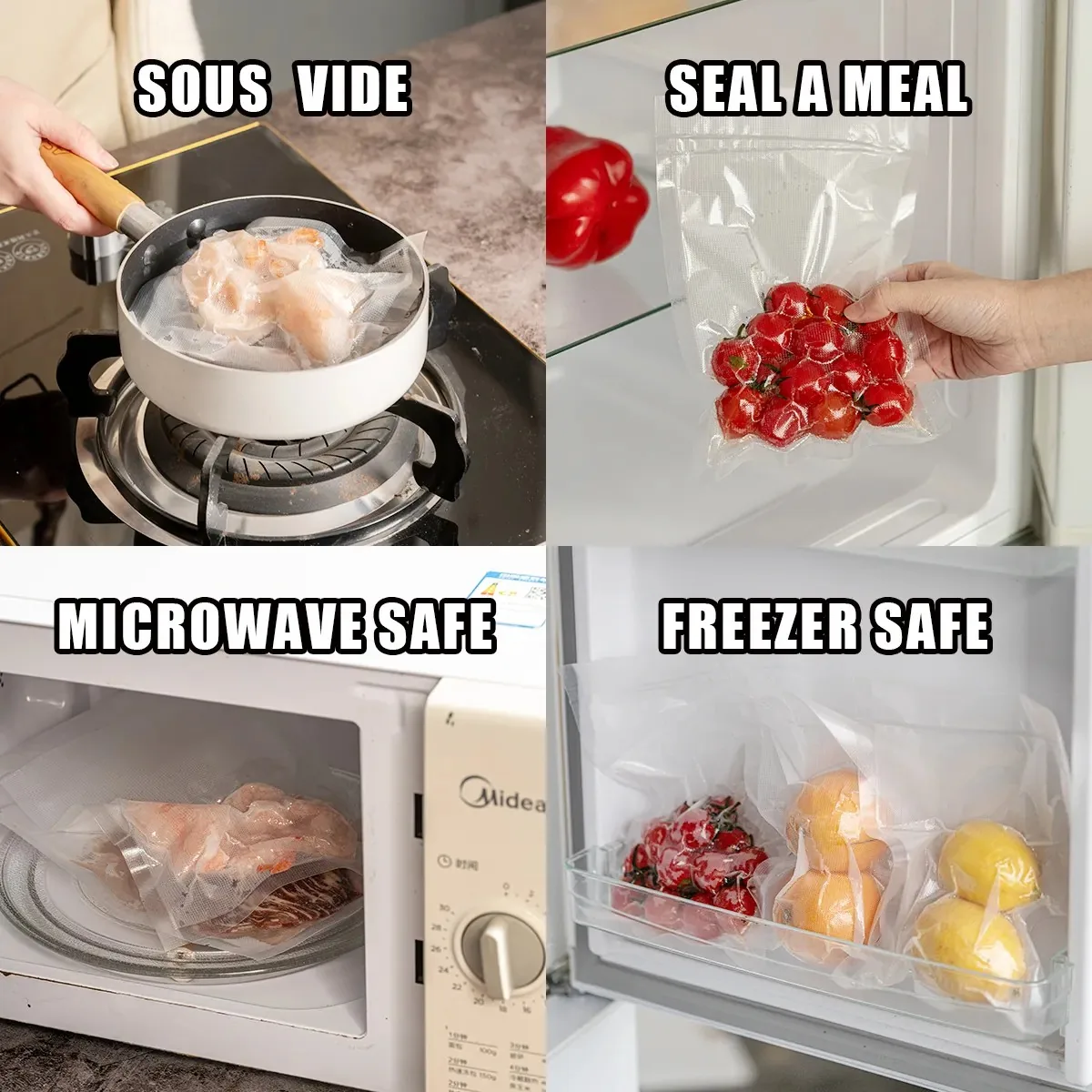 PA/PE Vacuum Food Bags Transparent Frosted Packaging Bags Heatable Refrigerated Food Vacuum Sealed Bag