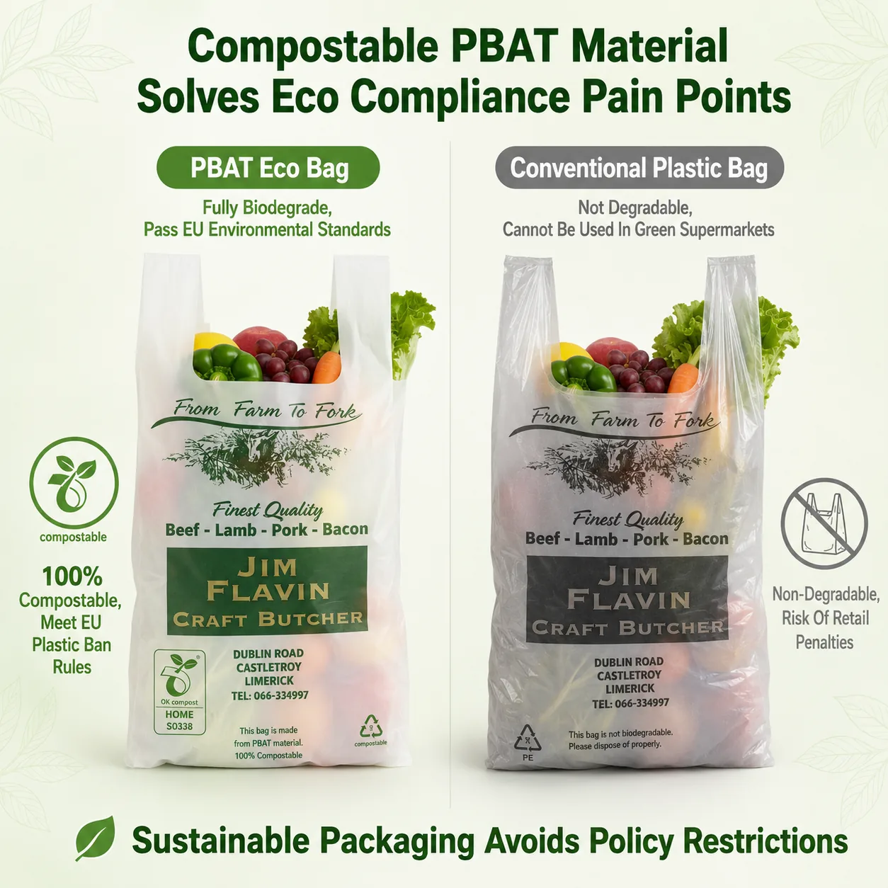 PBAT-Based Vest Carrier Bag for Grocery and Takeaway