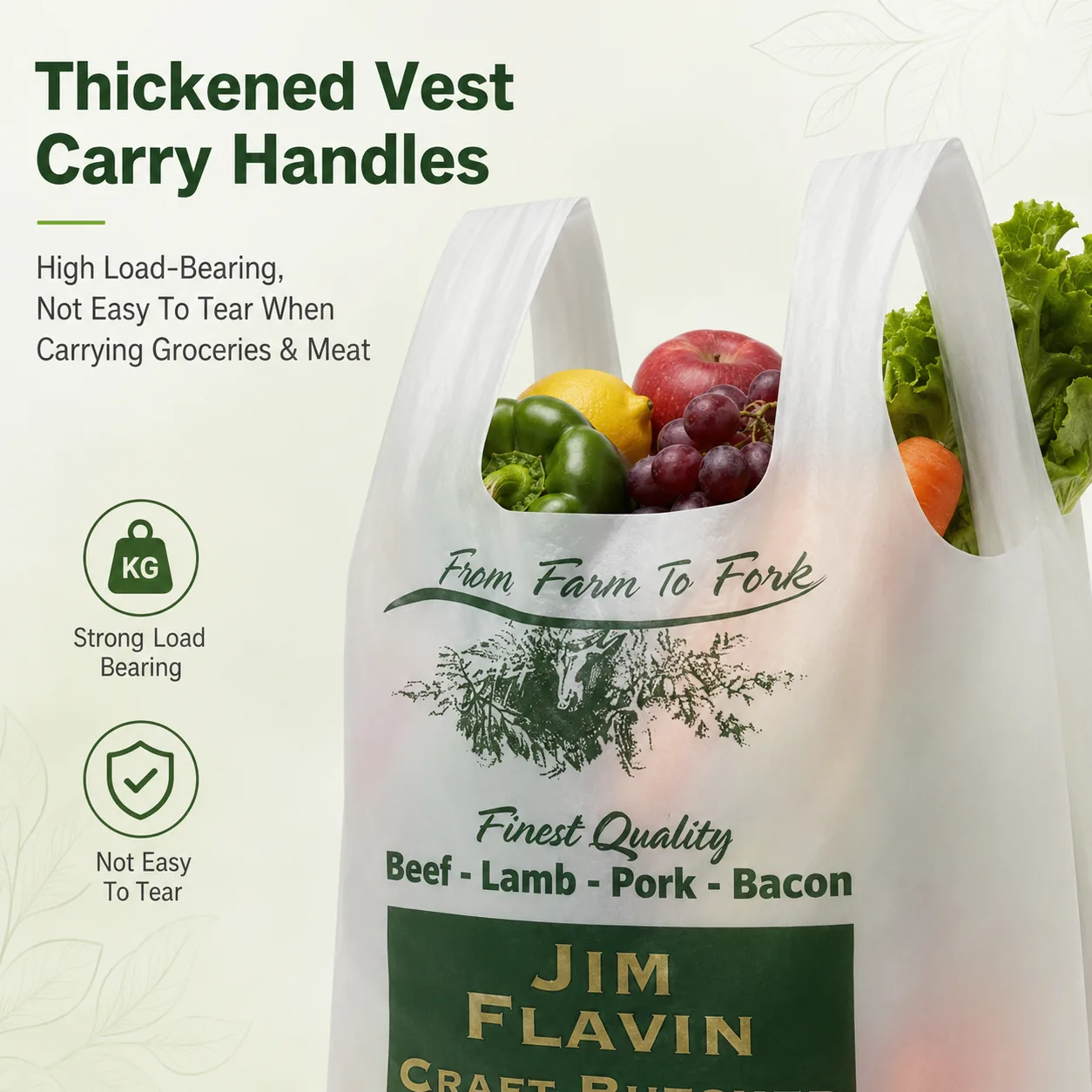 PBAT-Based Vest Carrier Bag for Grocery and Takeaway