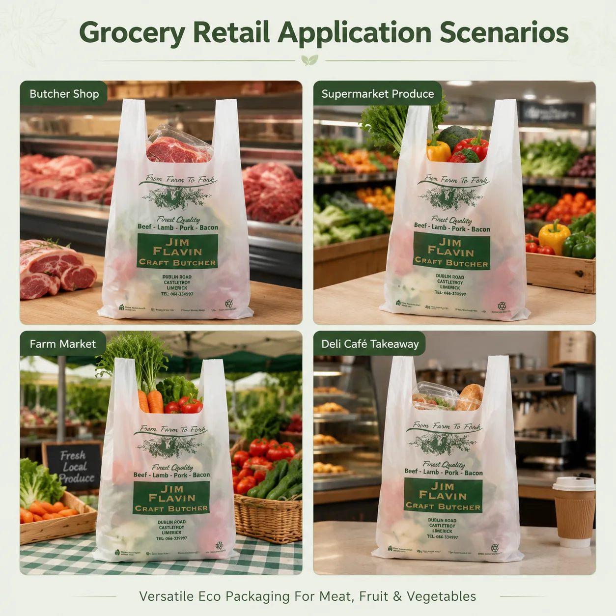 PBAT-Based Vest Carrier Bag for Grocery and Takeaway