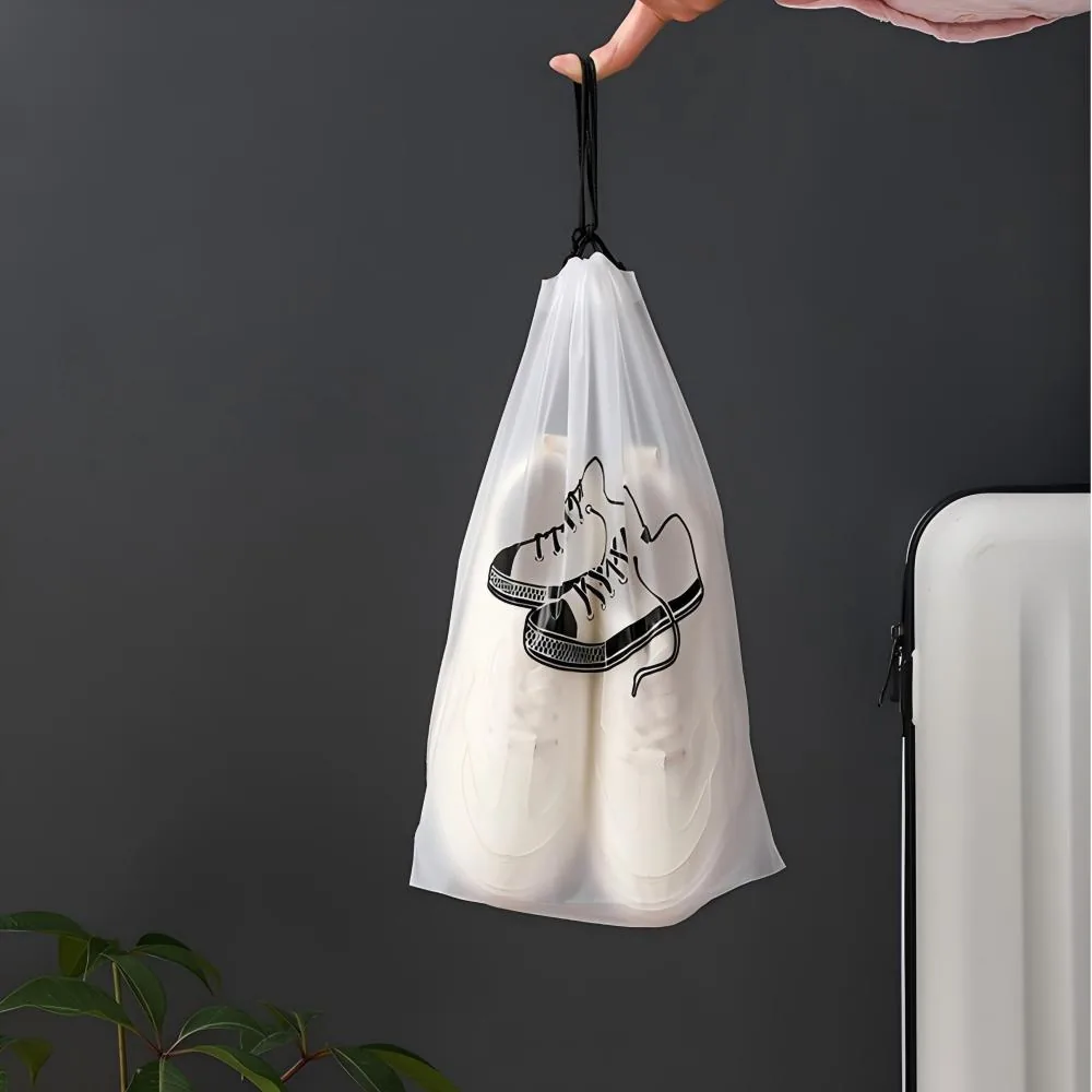 PE EVA Custom logo Printed Large Transparent Frosted Drawstring Bag Makeup Draw String Pouch Gift Bags
