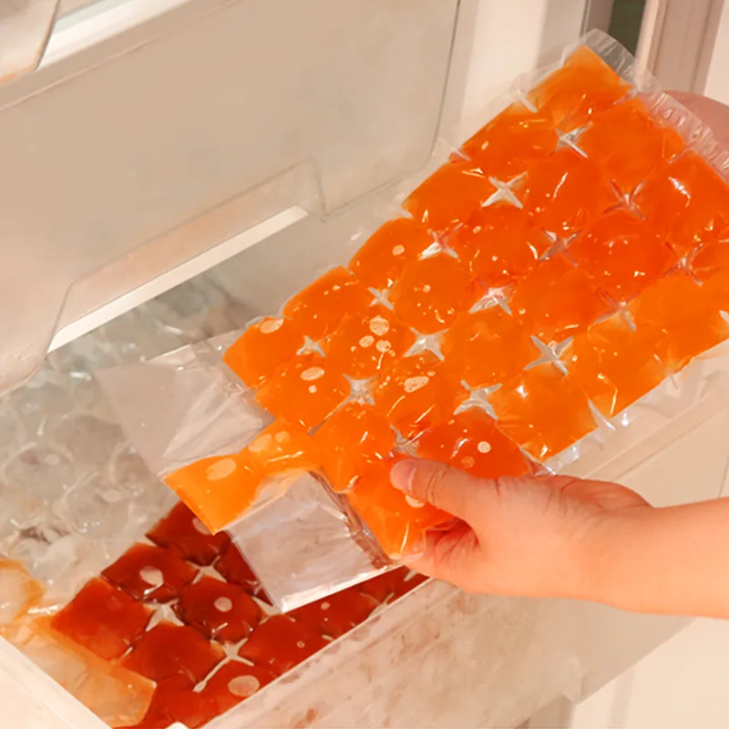 PE Disposable Self-Seal Ice Cube Bags — 19 × 30 cm, 24–28 Cubes