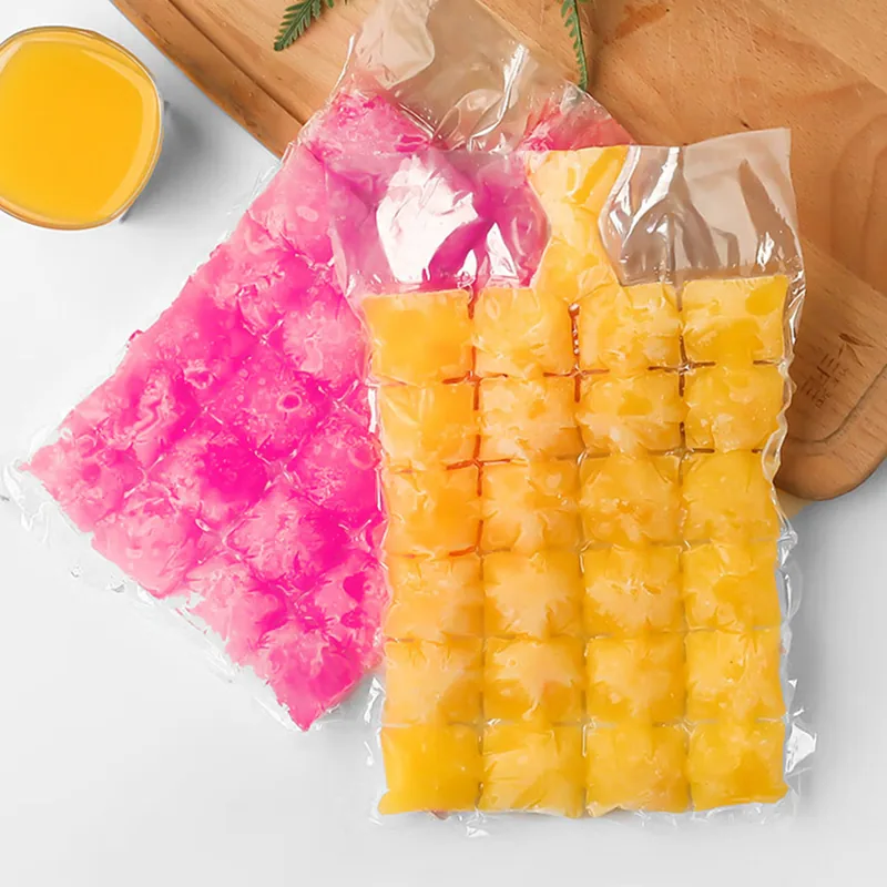 PE Disposable Self-Seal Ice Cube Bags — 19 × 30 cm, 24–28 Cubes