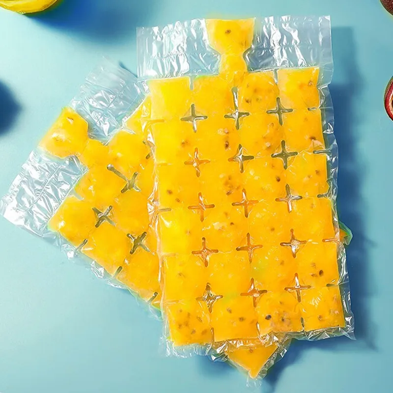 PE Disposable Self-Seal Ice Cube Bags — 19 × 30 cm, 24–28 Cubes