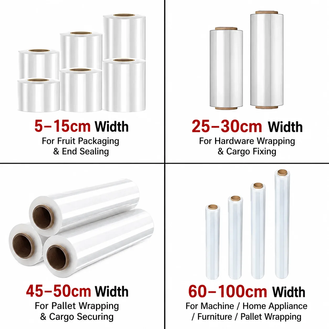 PE Stretch Film Roll For Pallet Wrapping Industrial Packaging Transparent Plastic Film Custom Thickness