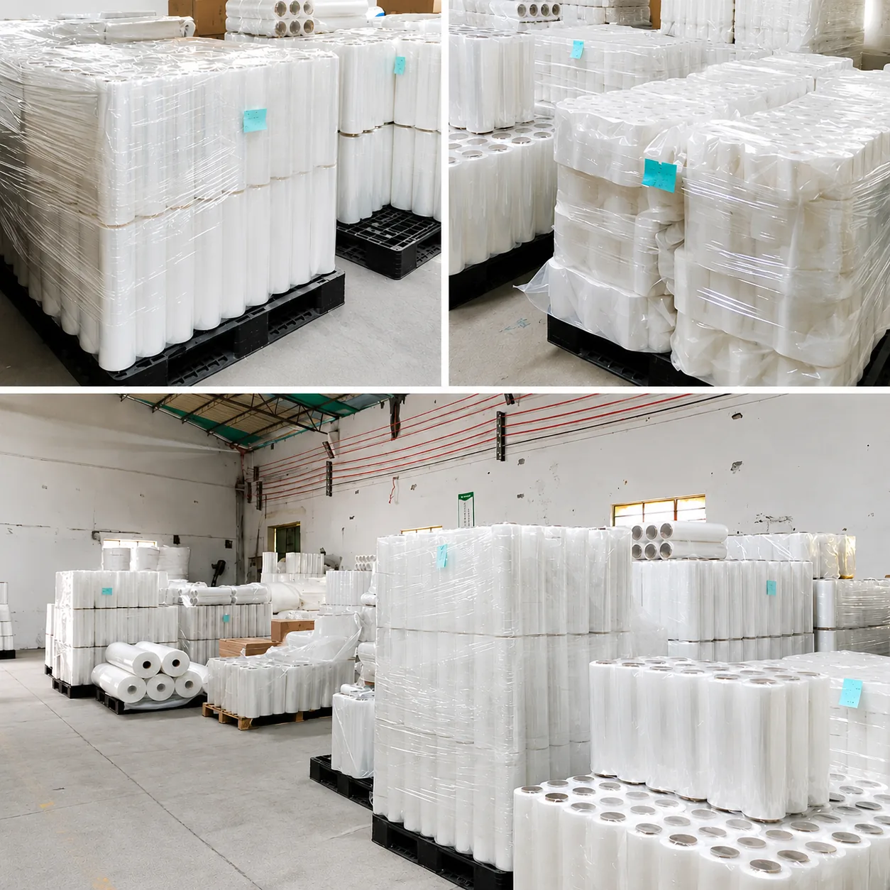 PE Stretch Film Roll For Pallet Wrapping Industrial Packaging Transparent Plastic Film Custom Thickness