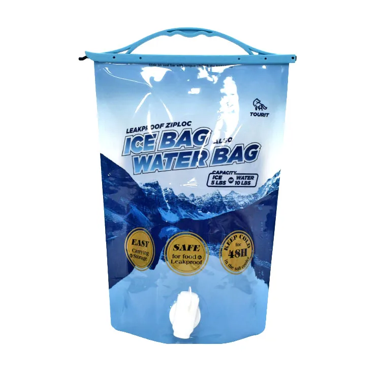 5 L PET/PA/PE Collapsible Water & Ice Bag with Spout and Clamp Handle