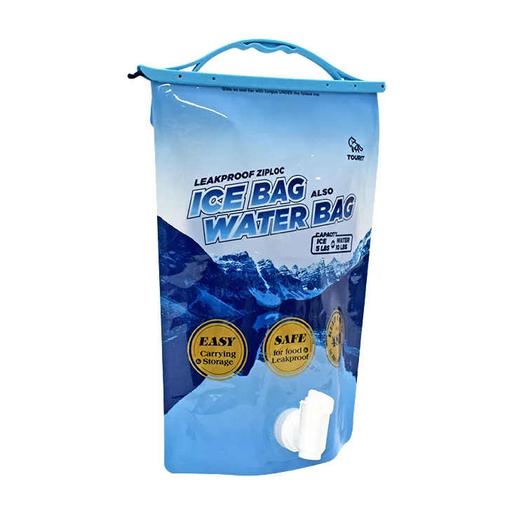 5 L PET/PA/PE Collapsible Water & Ice Bag with Spout and Clamp Handle