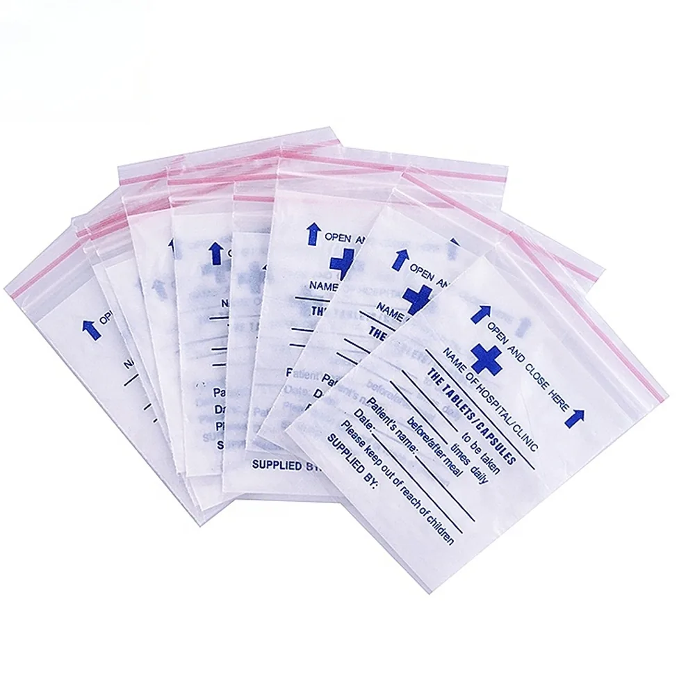 Pharmacy Pills Bag Medicine Envelope Dispensing Drug and Pills Packaging Zip Lock Bag