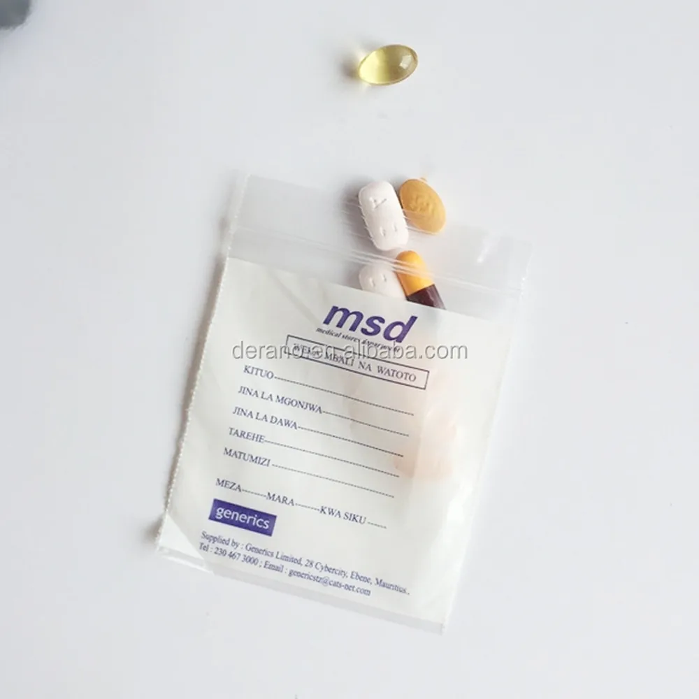 Pharmacy Pills Bag Medicine Envelope Dispensing Drug and Pills Packaging Zip Lock Bag