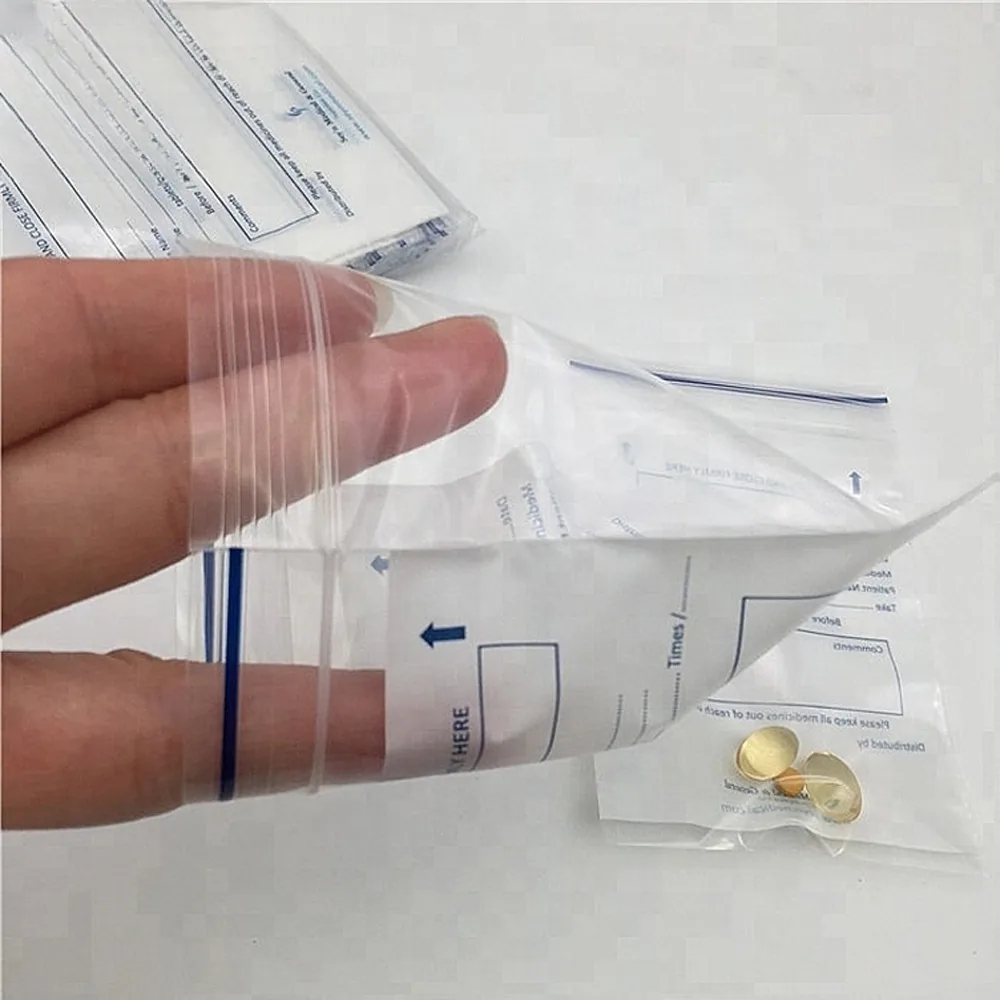 Pharmacy Pills Bag Medicine Envelope Dispensing Drug and Pills Packaging Zip Lock Bag