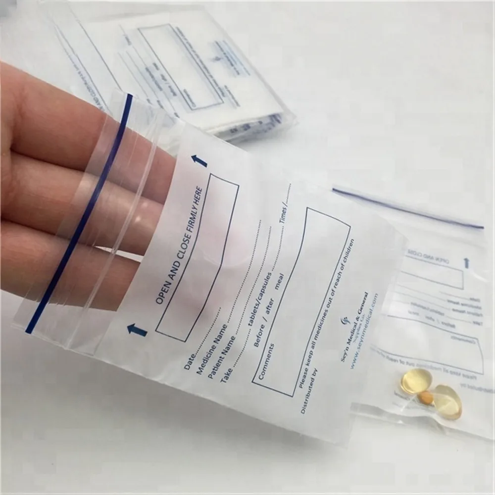 Pharmacy Pills Bag Medicine Envelope Dispensing Drug and Pills Packaging Zip Lock Bag