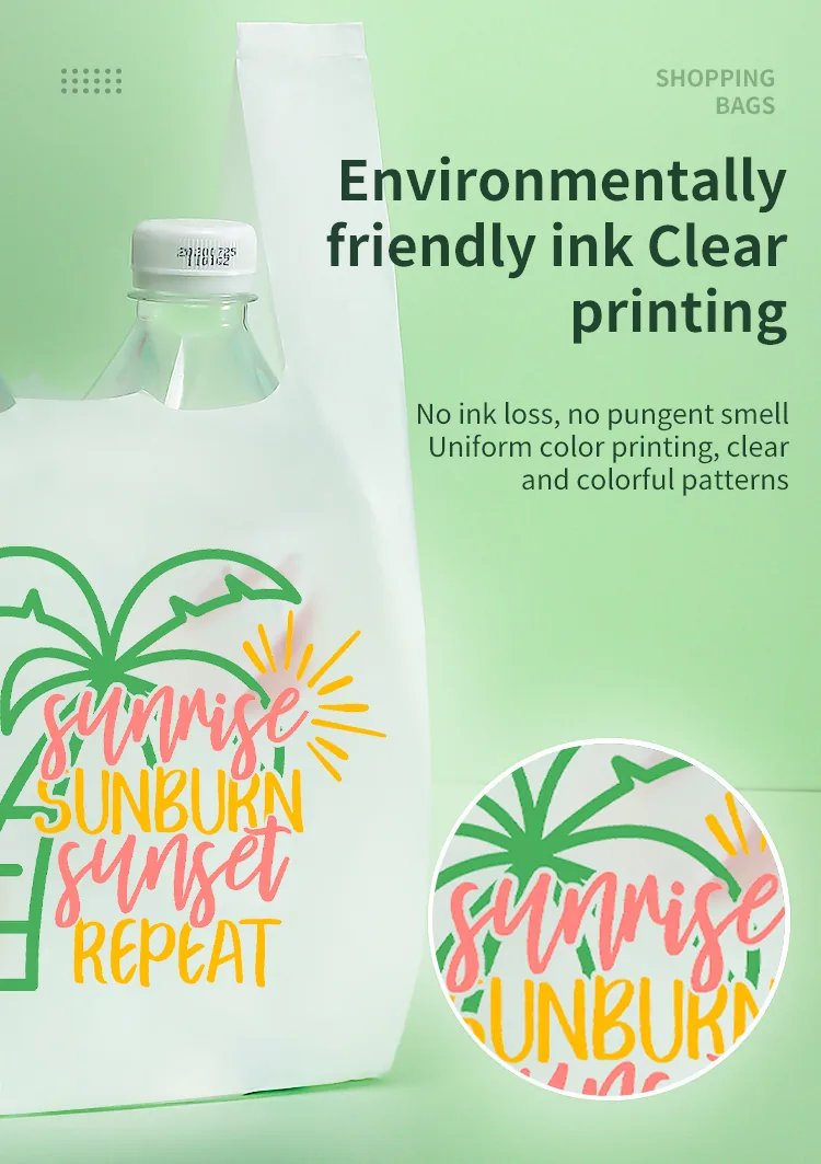PLA PBAT Biodegradable T-shirt Bag Compostable Shopping Grocery Vest Carrier Custom Logo Printed