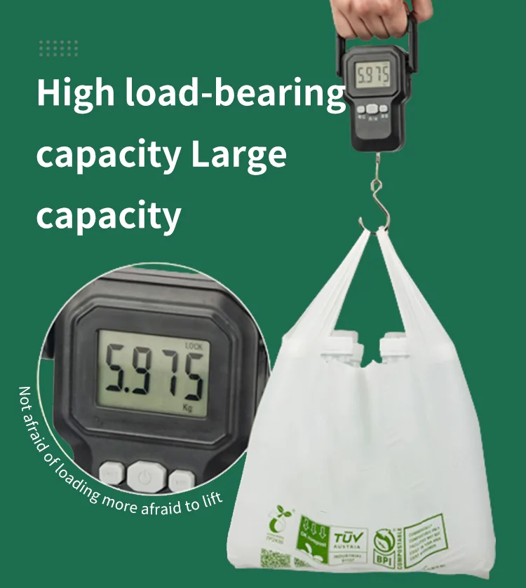 PLA PBAT Biodegradable T-shirt Bag Compostable Shopping Grocery Vest Carrier Custom Logo Printed