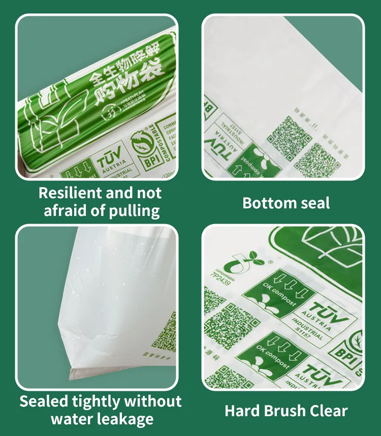 PLA PBAT Biodegradable T-shirt Bag Compostable Shopping Grocery Vest Carrier Custom Logo Printed
