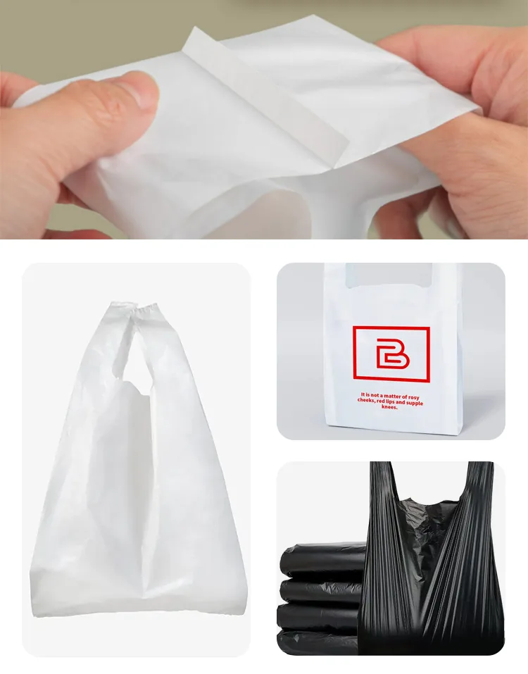 PLA PBAT Biodegradable T-shirt Bag Compostable Shopping Grocery Vest Carrier Custom Logo Printed